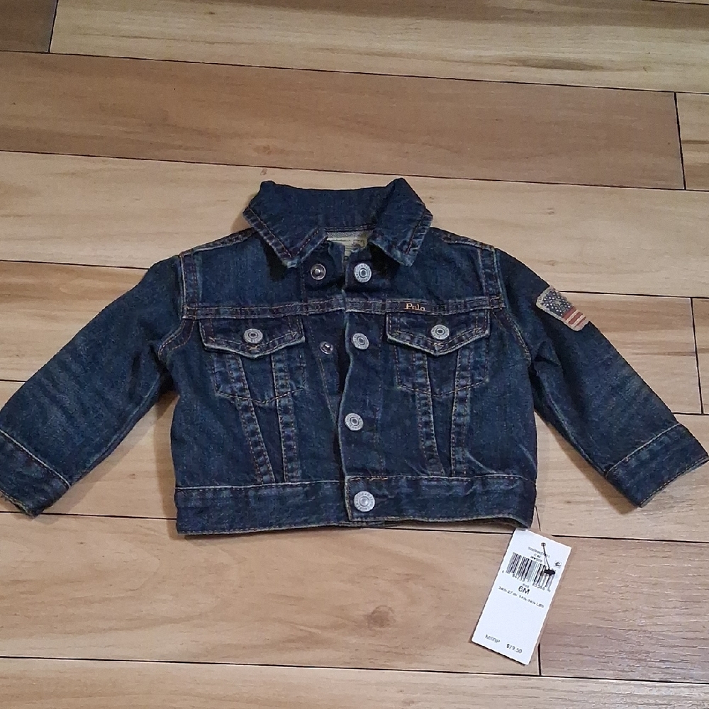 Polo by Ralph Lauren Toddler Dark Blue Denim Jacket with Flag Patch